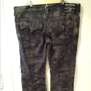 True Religion Jeans 40 Ricky Ricky Black Tie Dye